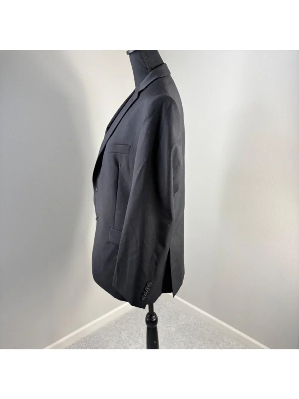 Calvin Klein Suit Jacket 40 S Black Two Button Wool Office Blazer